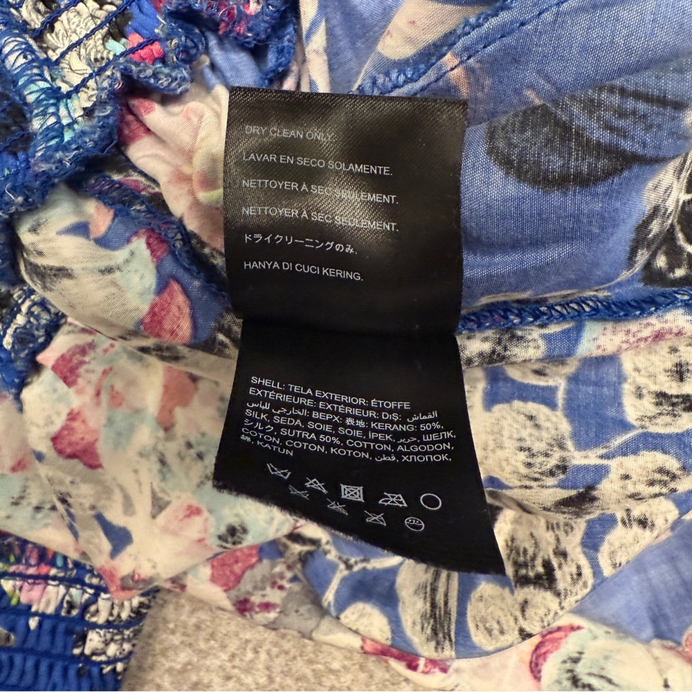 bebe Harem Pants Blue Floral Silk Cotton y2k 2000s S - Picture 9 of 10
